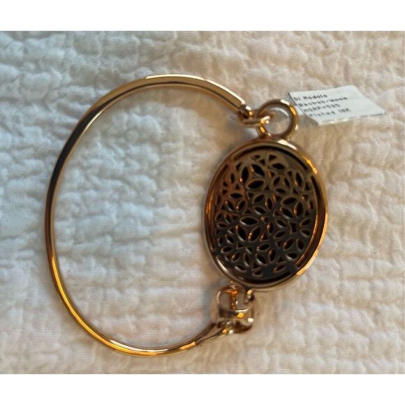 New $595 Di Modolo Sahara Sterling Silver 18K Rose Gold Wood Bangle Bracelet 6.7 - Picture 7 of 9